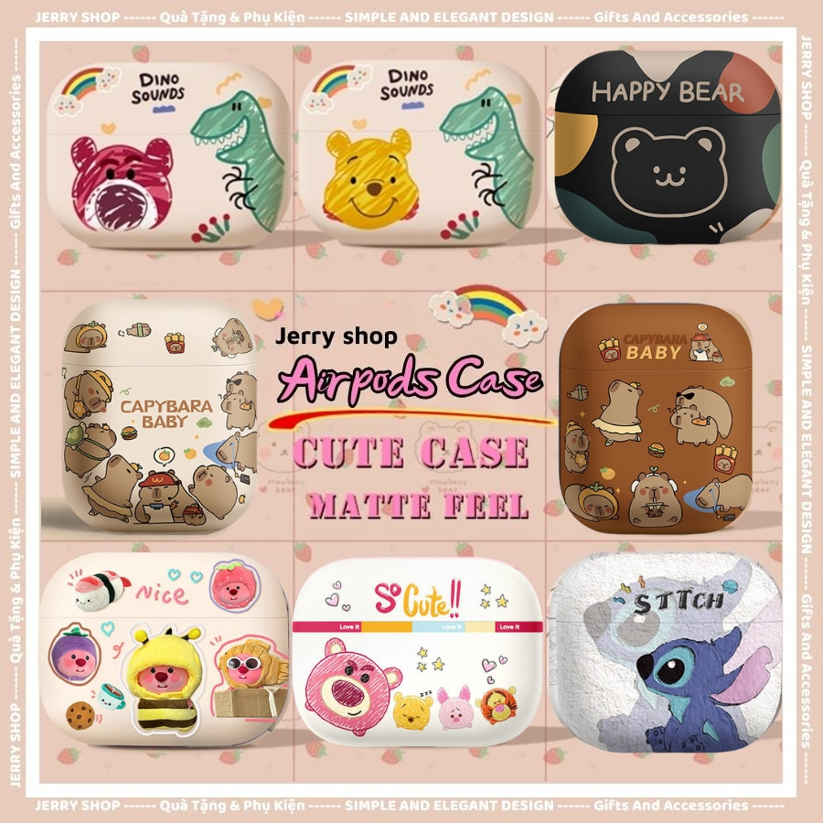 Vỏ Đựng Ốp Case Airpods 4 Gấu Vàng Và Gấu Hồng Bảo Vệ Tai Nghe Không Dây Chống Va Đập 1 2 3 4 Pro/Pro2 - Jerry Shop