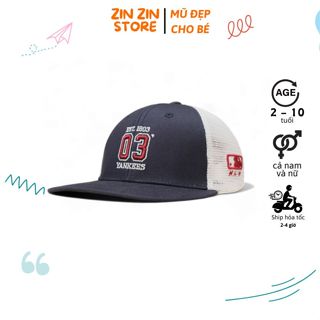 Mũ thời trang trẻ em hàng hiệu SnapBack Ya.nkees 03 Xanh Than Lưới Trắng, cho bé đi học đi chơi