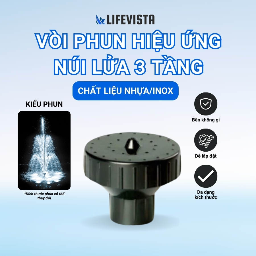 Vòi phun hiệu ứng núi lửa 3 tầng, Đầu phun hiệu ứng núi lửa 3 tầng, Đầu phun nước bằng nhựa