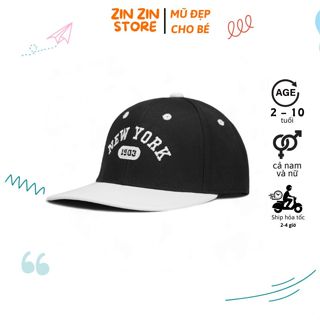 [HOT] Mũ Snapback trẻ em màu đen trắng hàng hiệu phù hợp cho cả bé trai và gái từ 2-10 tuổi phong cách thời trang