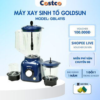 Máy xay sinh tố Goldsun GBL4115 công suất 400W, 3 cối nhựa, lưỡi dao inox 4 cánh