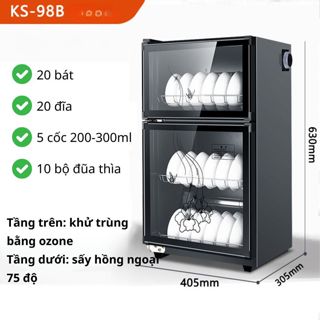 Máy sấy bát đĩa 50l 98l, tủ sấy chén đĩa  gia đình khử khuẩn ozone, sấy khô hồng ngoại, tủ sấy đũa thìa BH 12 THÁNG