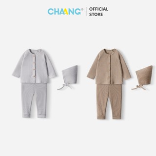 [CHAANG 0-12M] Set bộ quần áo len dài tay cúc giữa kèm mũ cho bé trai thu đông Lennie Chaang