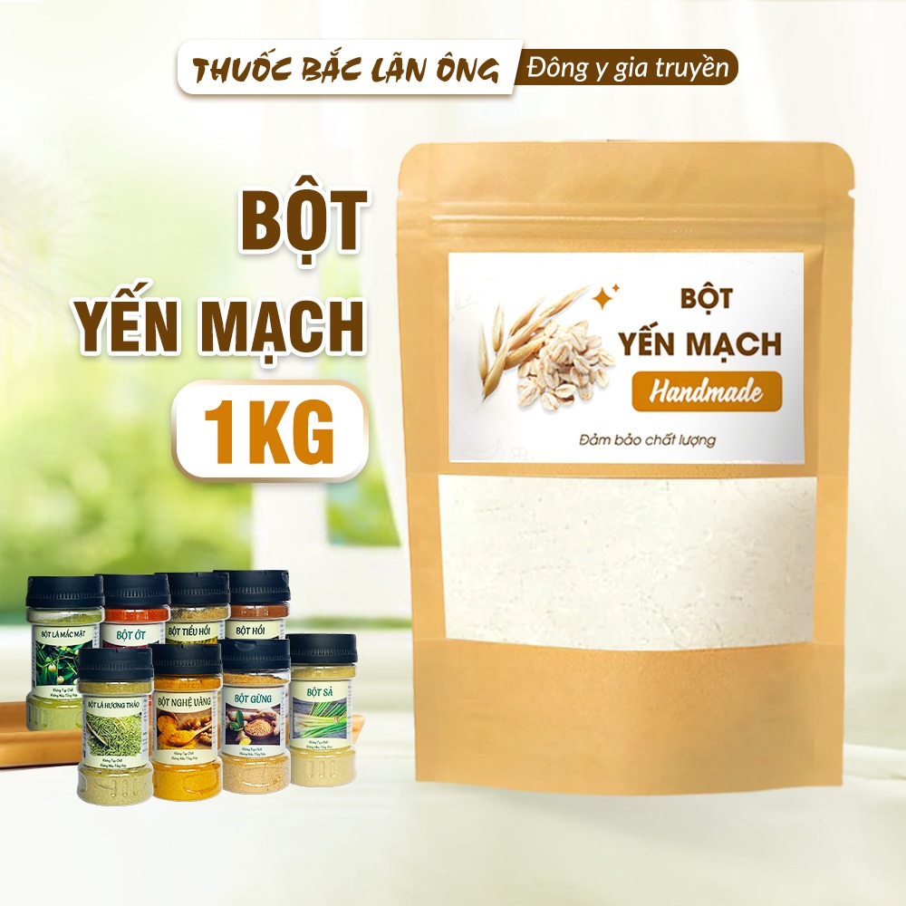 Bột yến mạch 1kg, nguyên chất, bột đắp mặt dưỡng trắng da, cấp ẩm, giảm thâm mụn, chống lão hóa