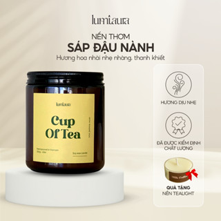 Nến thơm lành tính Lumi.aura cao cấp sáp đậu nành Cup of tea hương thanh mát