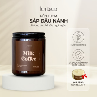 Nến thơm hương cà phê sữa Lumi.aura lành tính sáp đậu nành giúp thư giãn, tăng khả năng tập trun