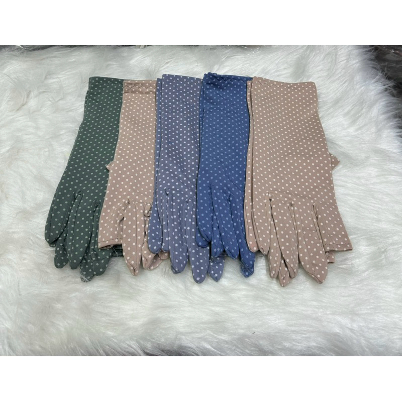 Găng tay nữ chống nắng vải thun lạnh chấm bi-bao tay nữ