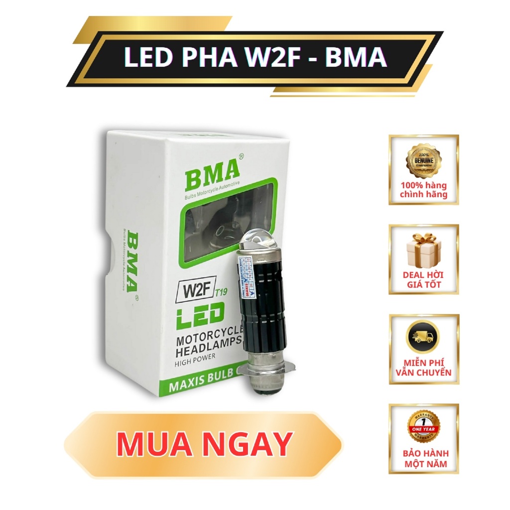 Đèn Bi Cầu W2F BMA - 30W12,24V Điện Bình  Chân M5 Lắp Xe Máy Ánh Sáng Trắng Vàng