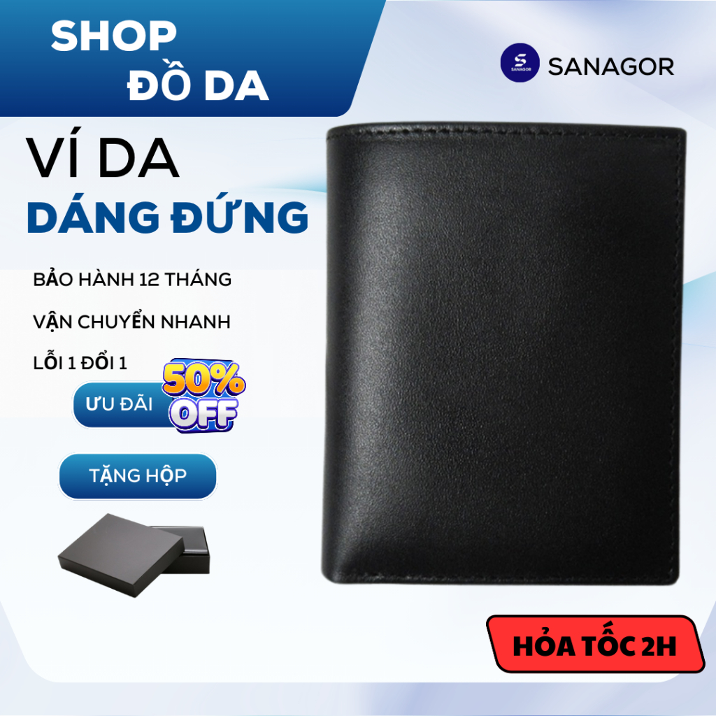 Ví Nam Đứng Da Bò Thật Đẳng Cấp Thời Trang Chính Hãng Sanagor | DUNGBO