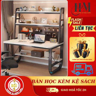Bàn làm việc văn phòng có kệ sách, bàn kệ sách BKT120 , bàn học , để máy vi tính
