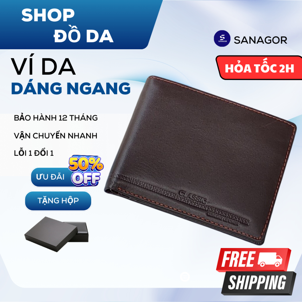 Ví Nam Da Bò Thật 100% Cao Cấp Siêu Bền Chính Hãng Sanagor | CLASICC