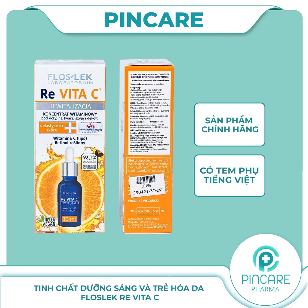 Tinh chất dưỡng trắng và trẻ hóa da Floslek Re Vita C 30ml - Hàng chính hãng - PINCARE Health & Beauty