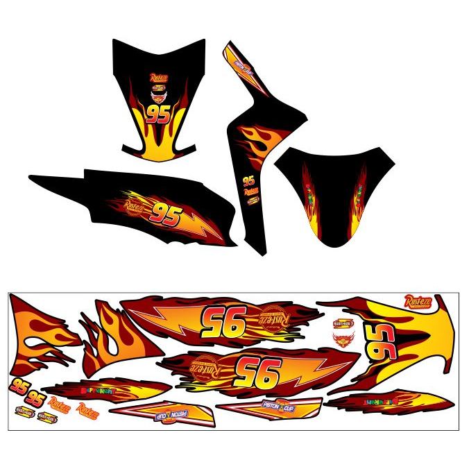 tem vision 2016 lửa 95 đen đỏ dán dàn áo đen decal rời 3 lớp bóng