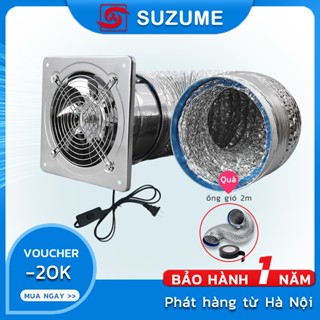 Tặng ống gió 2m – Quạt hút mùi bếp, quạt thông gió phòng ngủ khử ẩm, inox, kèm dây nguồn riêngSUZUME