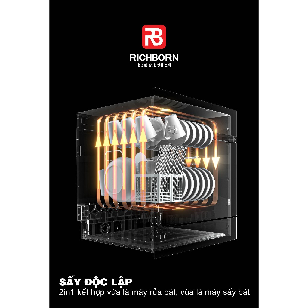 Máy rửa bát 16 bộ Richborn RDG6080-S9 Ultra thương hiệu Hàn Quốc | BigBuy360 - bigbuy360.vn