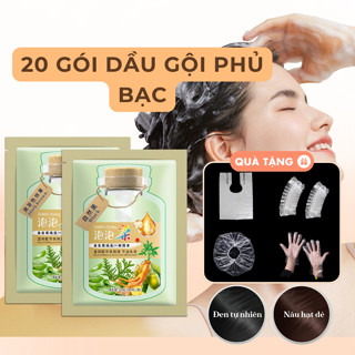 20 gói dầu gội phủ bạc chiết xuất từ thảo dược tự nhiên nhuộm màu tại nhà dưỡng tóc chắc khoẻ