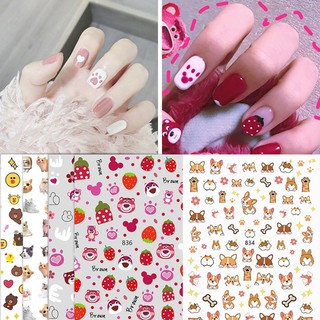 Sticker gấu dâu dán móng