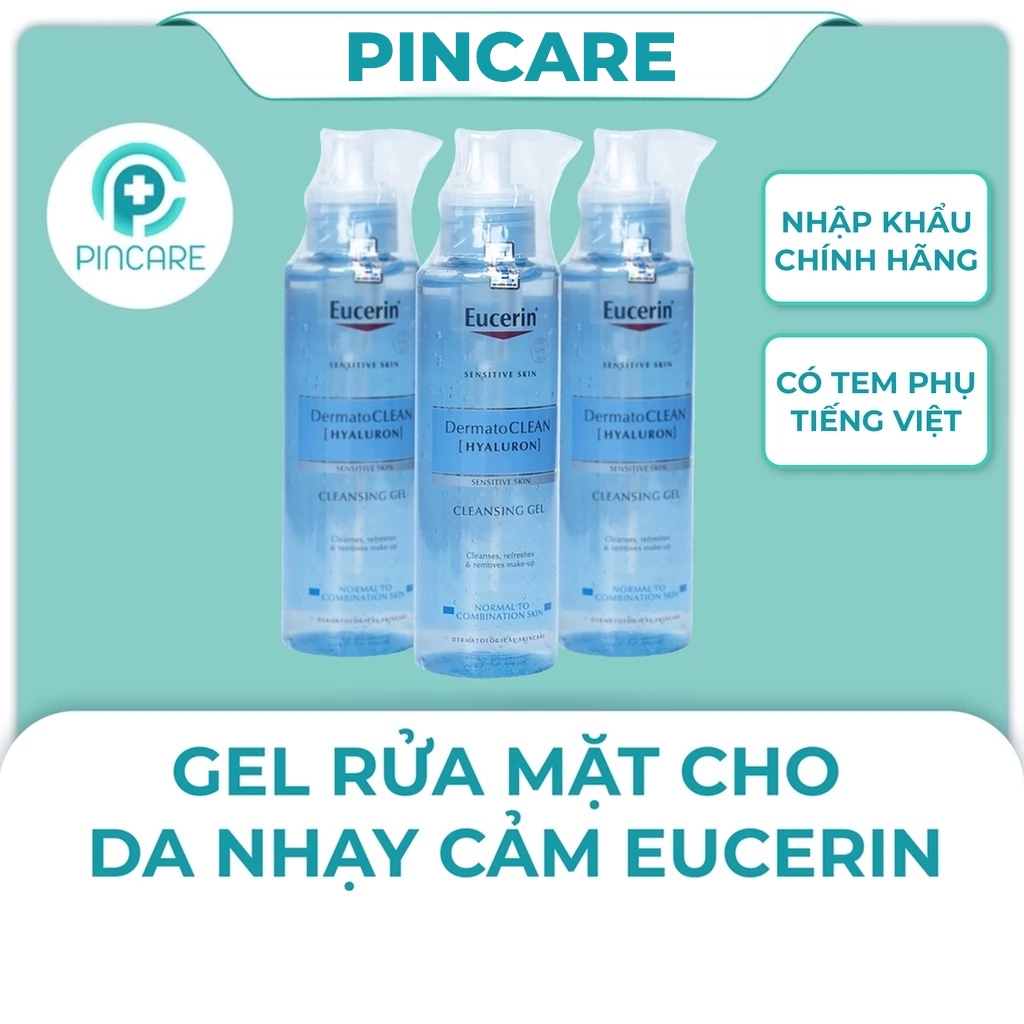 Sữa rửa mặt da nhạy cảm Eucerin Dermato Clean Gel 200ml - Hàng chính hãng - PINCARE Health & Beauty