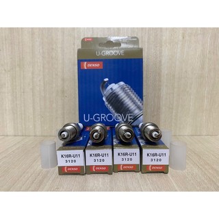 Bộ 4 Bugi Denso Xe  Toyota Chevrolet Captiva Daewoo Hyundai Kia Honda mã K16R-U11 chân to Nickel