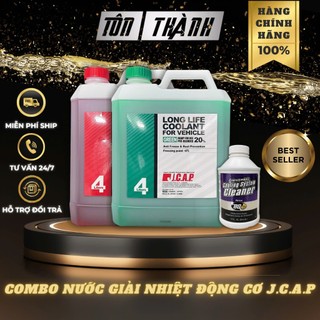 [ Combo Làm Mát ] Nước Làm Mát Động Cơ J.C.A.P Xanh và Đỏ (4 Lít) made in Japan + Súc két nước BG