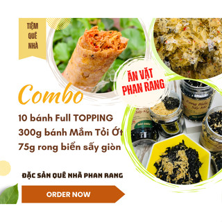 COMBO ĂN VẶT (10 Bánh tráng nướng mắm ruốc FULL TOPPING + 300g Bánh tráng mắm tỏi ớt SẤY GIÒN + 75g Rong biển sấy giòn))