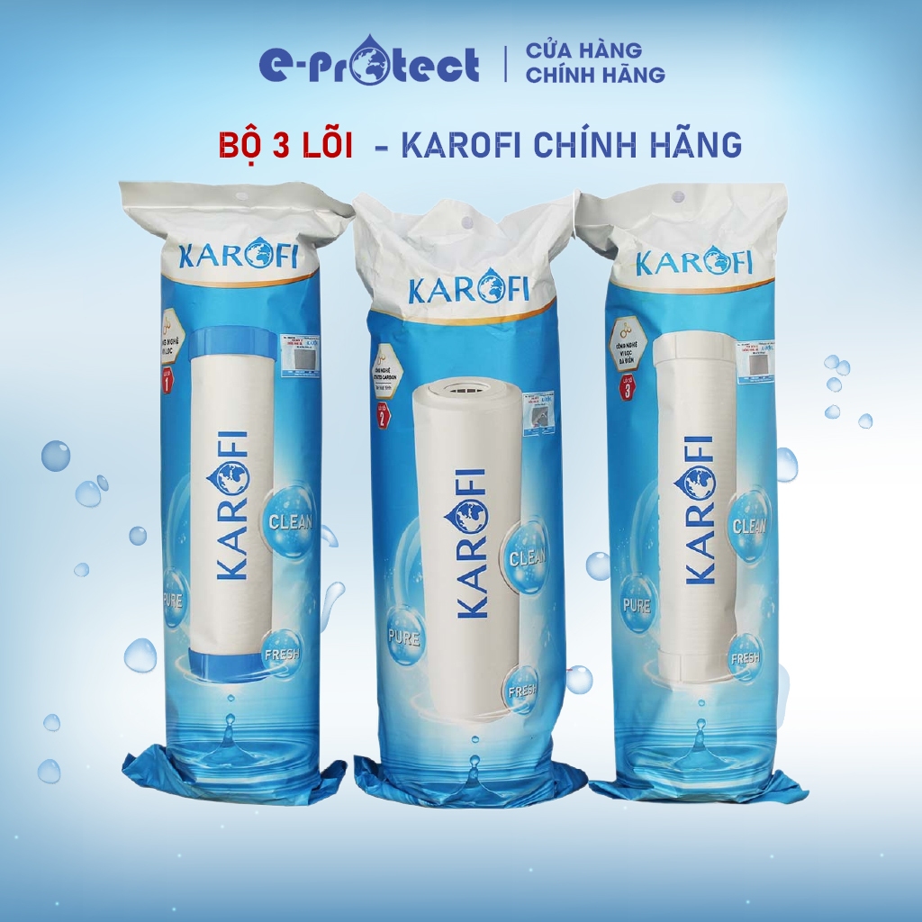 Bộ 3 Lõi lọc nước Karofi 1,2,3 dùng cho máy lọc nước RO Kangaroo, karofi