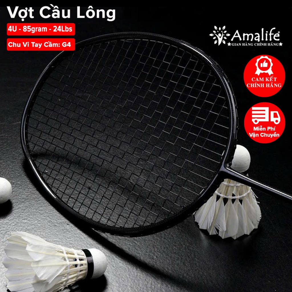 Vợt Cầu Lông Đơn Huấn Luyện Khung Hợp Kim Nhôm Thép Carbon Chắc Chắn Nhẹ 85gram G4 24Lbs Hãng Amalif