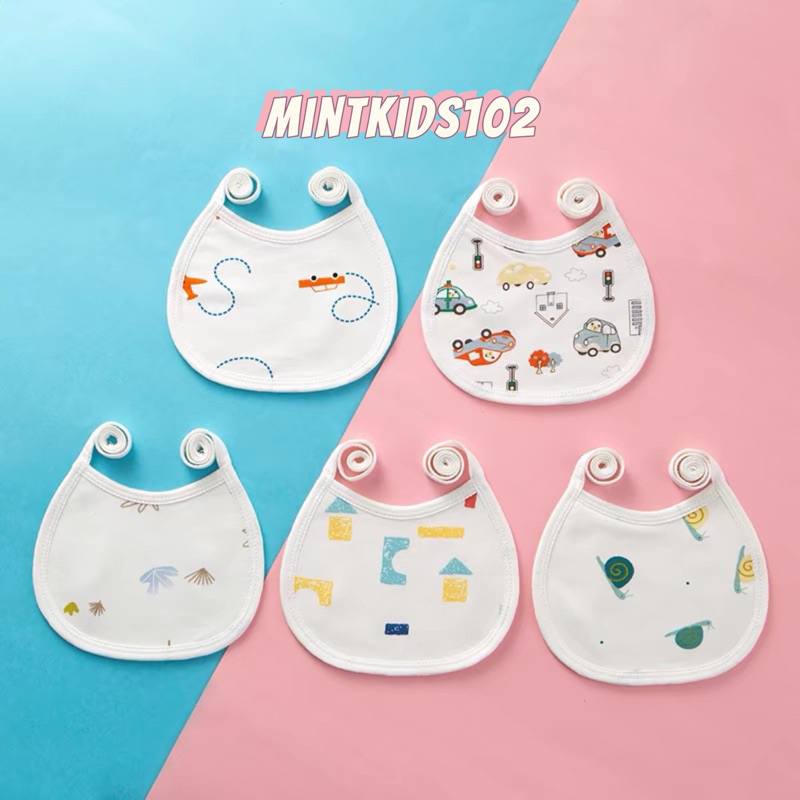 Khăn yếm tròn chống thấm cho bé sơ sinh đến 1 tuổi nhiều họa tiết Y1