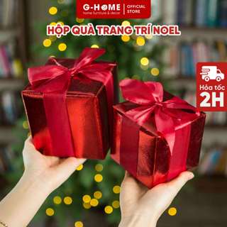 Hộp quà trang trí cây thông Noel Ghome có thắt nơ phù hợp decor lễ giáng sinh PKNOEL24M4
