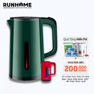 Ấm Siêu Tốc, Ấm Đun Nước RUNHOME Công Suất 1500W Dung Tích 2.5L Tự Ngắt Điện Khi Sôi 2 Lớp Cách Nhiệt, Bảo Hành 12 Tháng