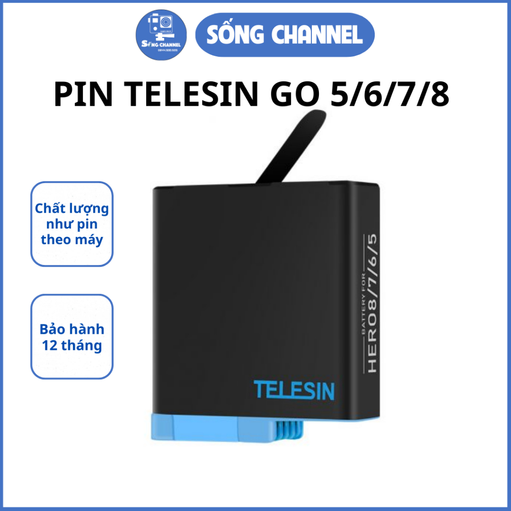 Pin Telesin chính hãng cho Gopro 5 6 7 8