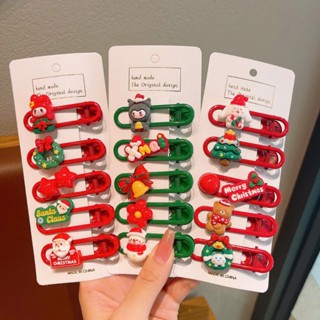  Set Vỉ 5 Kẹp Tóc Chủ Đề Giáng Sinh Noel Đính Charm Phong Cách Hàn Quốc Dễ Thương 