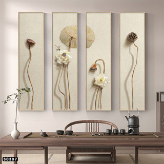 Bộ Tứ Quý Tranh "Liên Hoa", Tranh Hoa Sen, Tranh Trang Trí Decor - Halo Canvas - Kích Thước Tùy Chọn