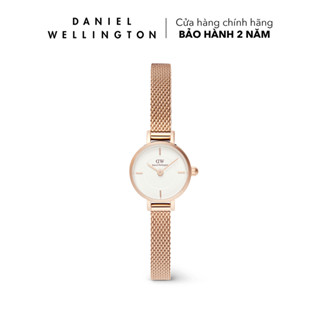 Đồng hồ Nữ Daniel Wellington dây lưới thép - DW00100744 Petite Mini Melrose Mặt Trắng Vỏ Vàng hồng 19mm