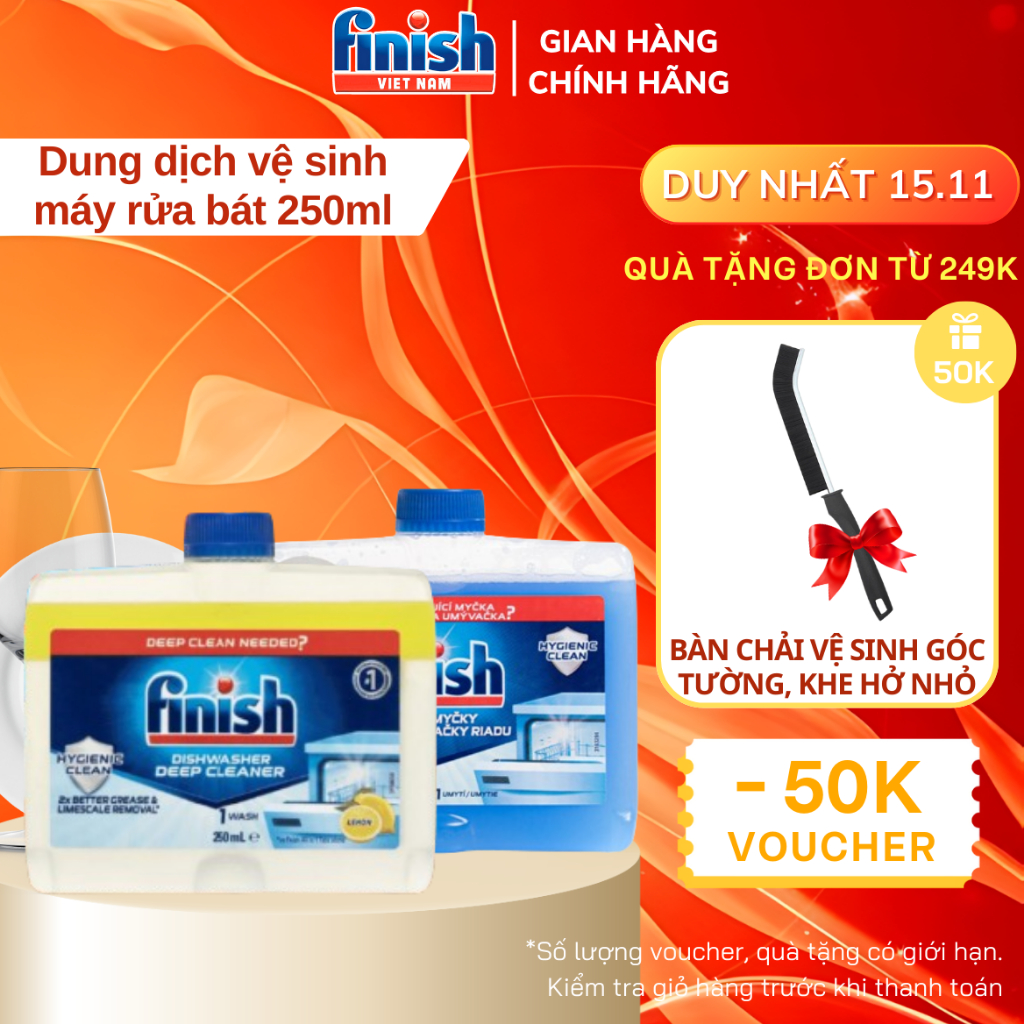 Dung dịch vệ sinh máy rửa bát Finish 250ml nhập khẩu Đức hương chanh