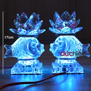 [ Hàng bao đẹp ] 2 đèn bàn thờ hoa sen pha lê trang trí bàn gia tiên , thờ phật , thờ cúng ông bà 123 - Đức Hiếu Shop