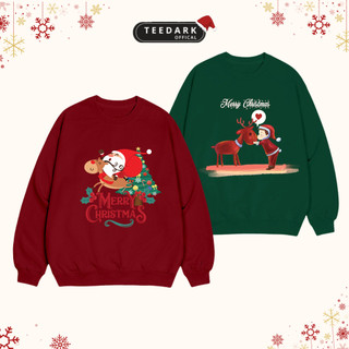  Áo Sweater Unisex TEEDARK In Hình Tuần Lộc Giáng Sinh Chất Nỉ Mịn Dày Dặn Ấp Áp Thiết Kế Trẻ Trung 