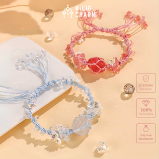 Vòng tay phong thủy đá thạch anh thô nhiều màu dây đan -Thu hút tài lộc và tình yêu KILIG CHARM KC02