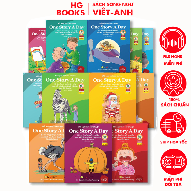Sách song ngữ cho bé One Story A Day 12 tập 365 câu chuyện phát triển trí tuệ và nuôi dưỡng tâm hồn