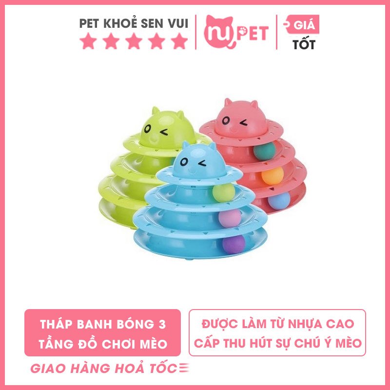 Đồ chơi tháp banh bóng 3 tầng cho mèo