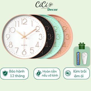 Đồng hồ treo tường decor kim trôi không ồn Quartz thiết kế tinh tế, sang trọng, trang trí phòng khách Tặng pin,đinh