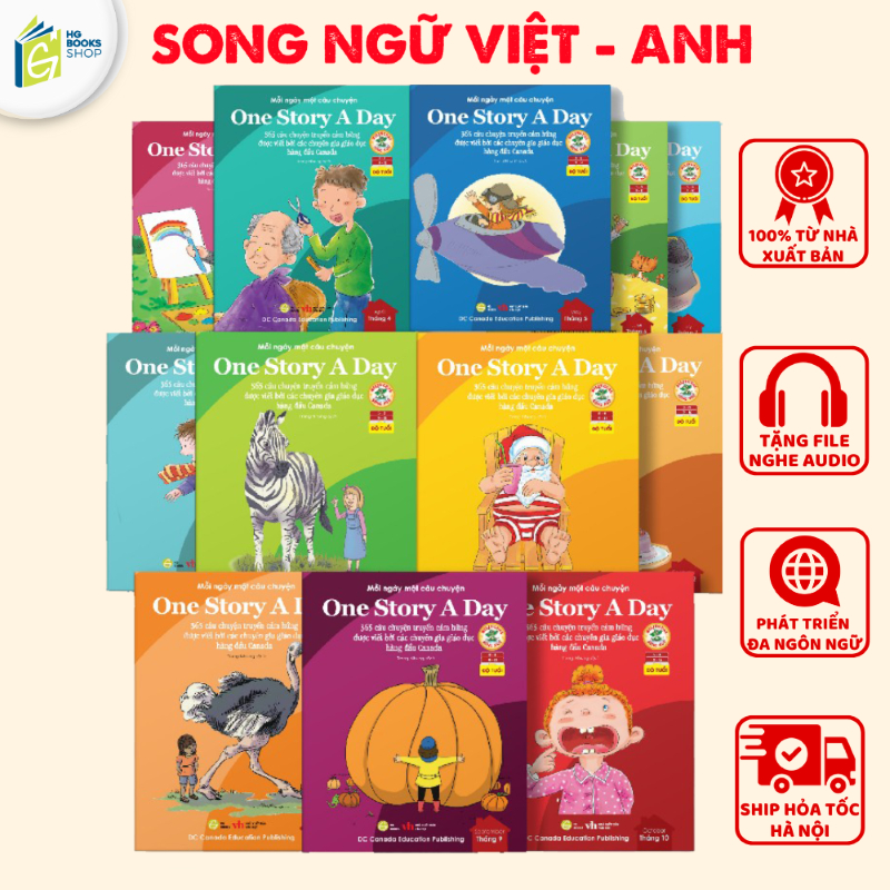 Combo 12 Cuốn Sách thiếu nhi One Story A Day 365 câu chuyện cho bé Bản song ngữ - Kèm file nghe