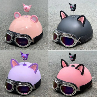 Mũ bảo hiểm 1/2 kính uv, phi công kèm phụ kiện Kuromi gắn cute, dễ thương, đạt chuẩn kiểm định