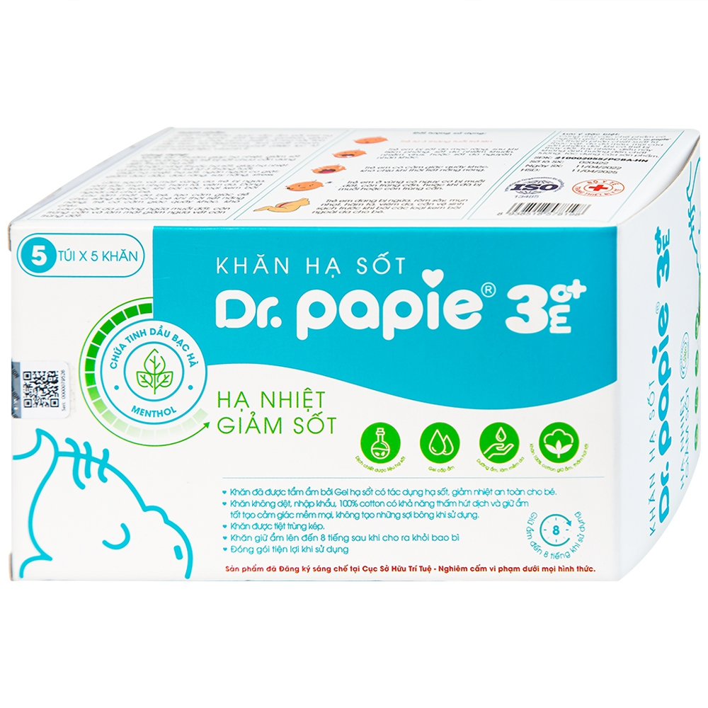 Khăn lau hạ sốt Dr.Papie 3mo+