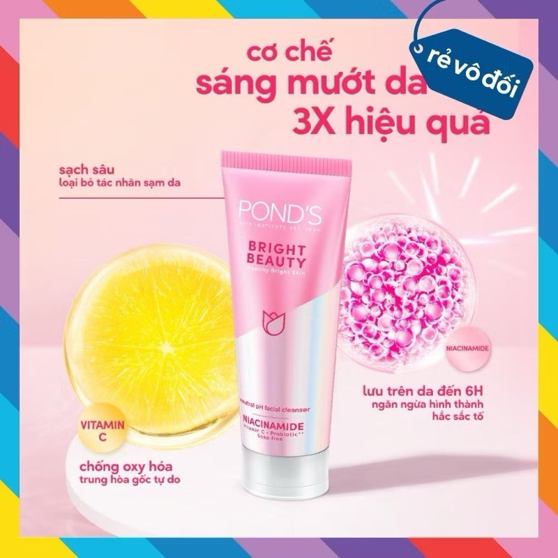 [Mẫu mới] Sữa rửa mặt POND'S White Beauty⚡️Sáng mướt da (Tuýp 50g)