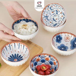 [HÀNG SẴN] Bát cơm chén cơm tròn sứ  hoạ tiết hoa nhí