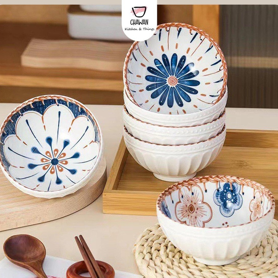 [HÀNG SẴN] Bát cơm chén cơm tròn sứ  hoạ tiết hoa nhí