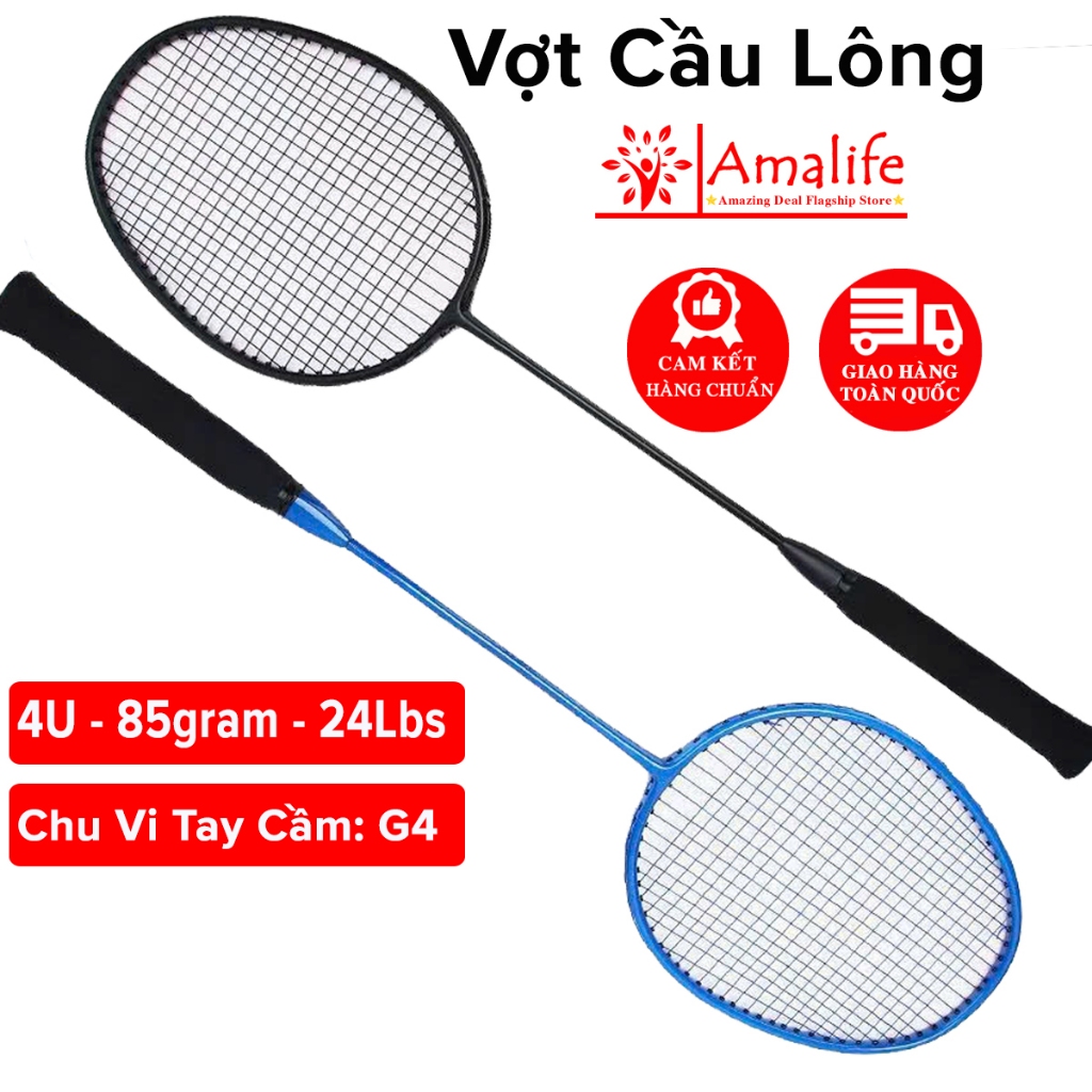 Vợt Cầu Lông Đơn Huấn Luyện Khung Hợp Kim Nhôm Thép Carbon Chắc Chắn Nhẹ 85gram G4 24Lbs Chọn Màu