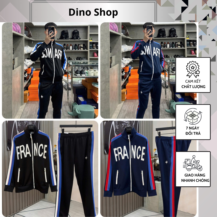 Bộ Thể Thao Nam Mùa Đông Fance In Chữ Ngực Siêu Hot Hit - Bộ Thể Thao Nam Kẻ Sọc Tay Cao Cấp