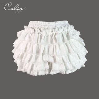 Quần váy xếp tầng phối viền ren dáng bí phồng cạp chun - Jimmy Shorts
